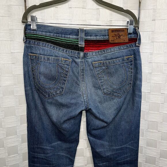 True Religion Womens Y2k Vintage Brianna Patchwork Aztec Button Fly Jean Size 26 - Picture 4 of 13